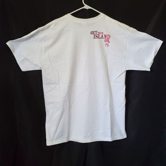 Malibu Rum Unisex L T Shirt White Short Sleeve Crew Get Your Island On New - Picture 3 of 7